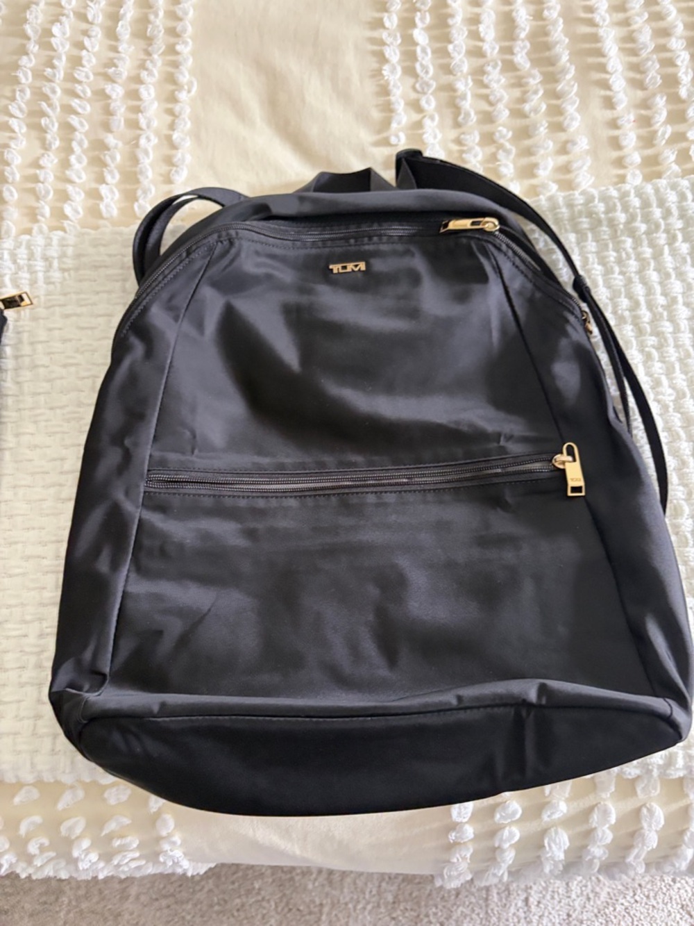 Tumi Black Nylon Backpack with Gold-Tone Hardware